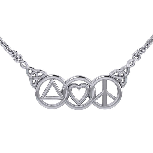 Love Peace and Recovery Silver Necklace TNC556
