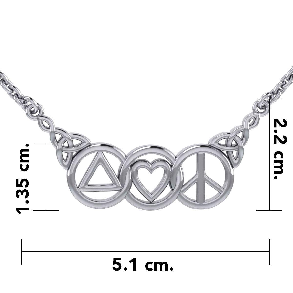 Love Peace and Recovery Silver Necklace TNC556 - peterstone.dropshipping