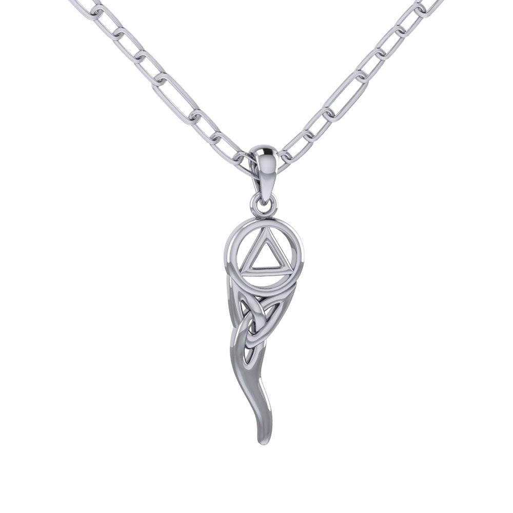Recovery And Celtic Italian Horn Silver Necklace TNC559 - peterstone.dropshipping
