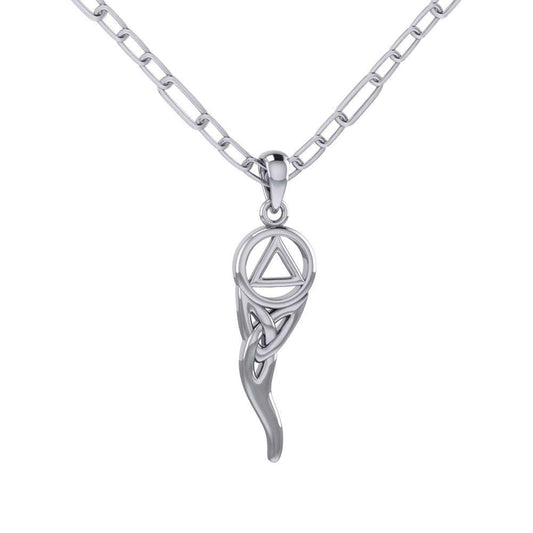 Recovery And Celtic Italian Horn Silver Necklace TNC559 - peterstone.dropshipping