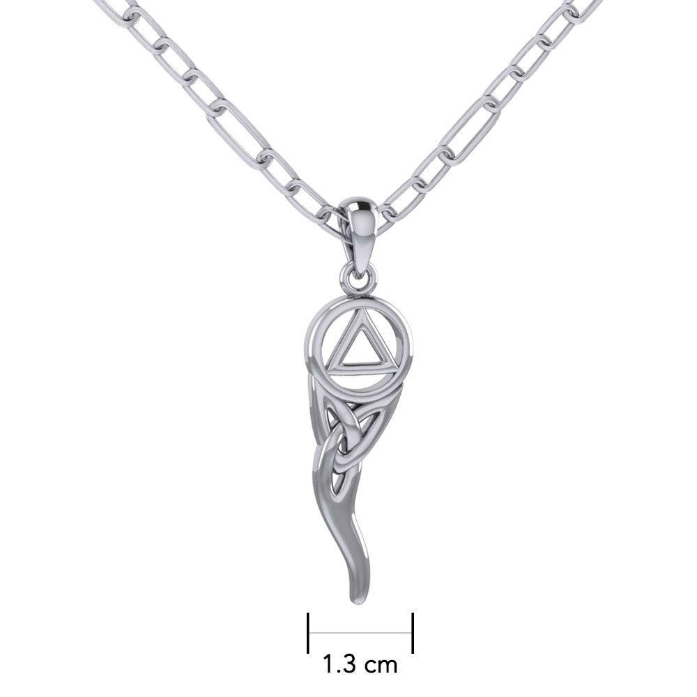Recovery And Celtic Italian Horn Silver Necklace TNC559 - peterstone.dropshipping