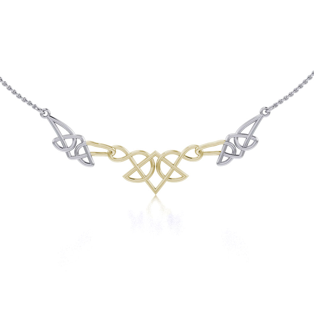 The beautiful art of eternity ~ Celtic Knotwork Sterling Silver Necklace Jewelry with Gold accent TNV003