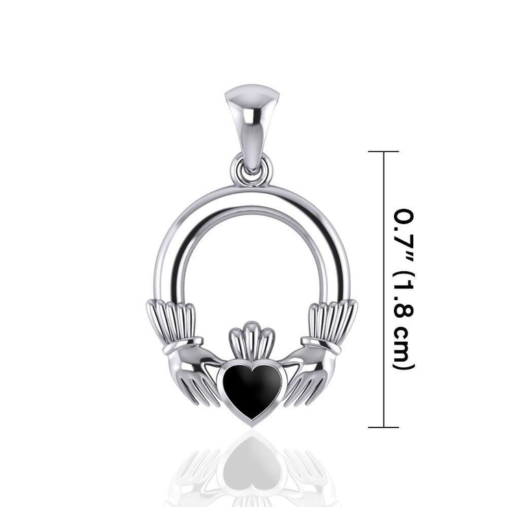 Am eduring symbol to last ~ Celtic Knotwork Irish Claddagh Sterling Silver Pendant Jewelry with a Gemstone Inlay TP101 Pendant