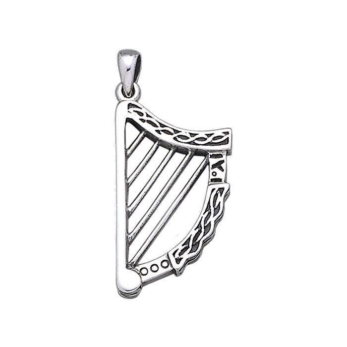 Celtic Knotwork Harp Silver Pendant TP1026 Pendant