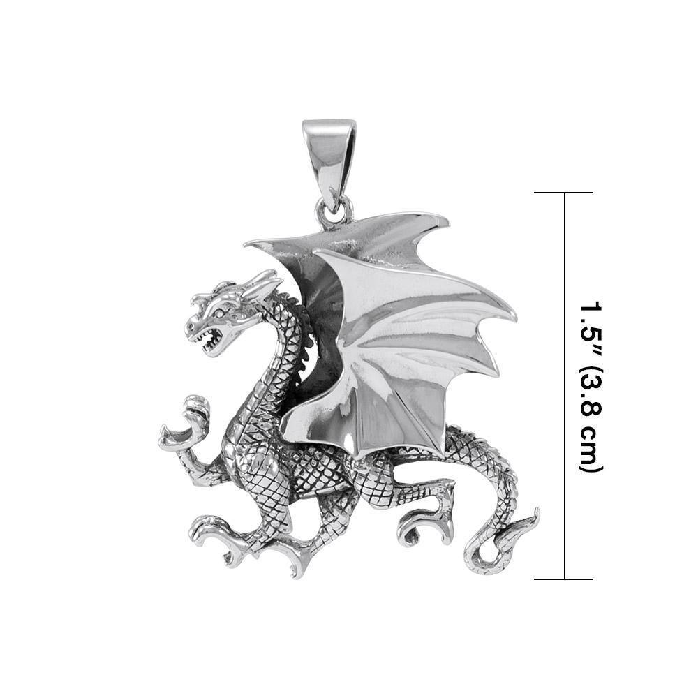 All geared and ready ~ Sterling Silver Jewelry Clawing Dragon Pendant TP1109 Pendant