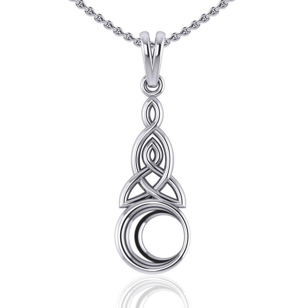 A symbolic source of lunar energy ~ Sterling Silver Celtic Crescent Moon Triquetra Pendant Jewelry TP1358 Pendant