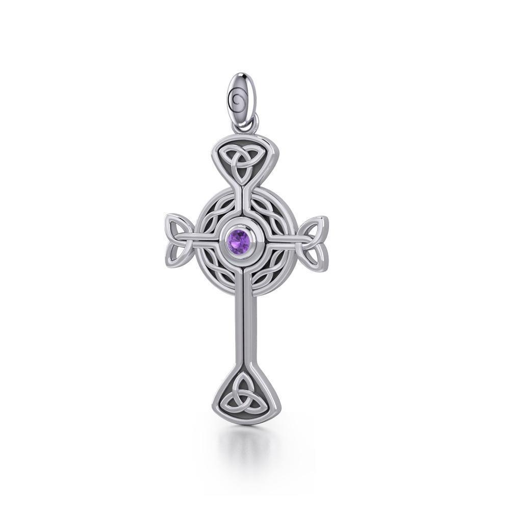 Spiritual and divine focus ~ Sterling Silver Jewelry Modern Celtic Cross Pendant TP1370 Pendant