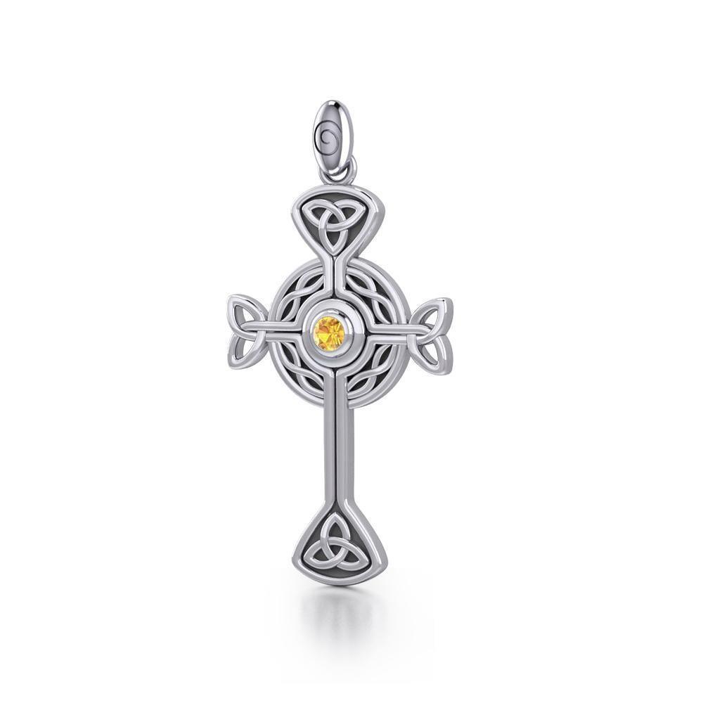Spiritual and divine focus ~ Sterling Silver Jewelry Modern Celtic Cross Pendant TP1370 Pendant
