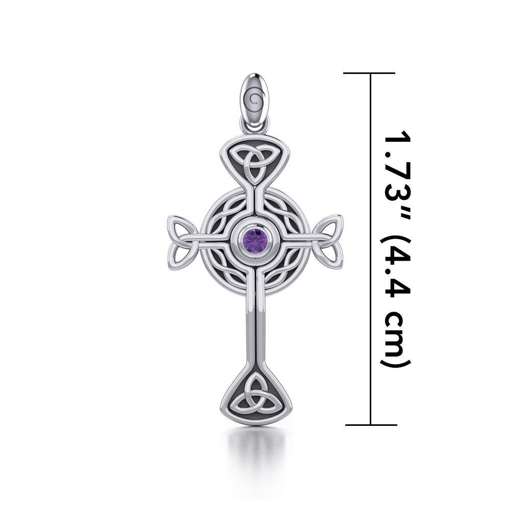 Spiritual and divine focus ~ Sterling Silver Jewelry Modern Celtic Cross Pendant TP1370 Pendant