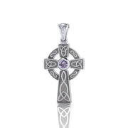 Celtic Knotwork Cross Silver Pendant with Gem TP1412 Pendant
