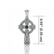 Celtic Knotwork Cross Silver Pendant with Gem TP1412