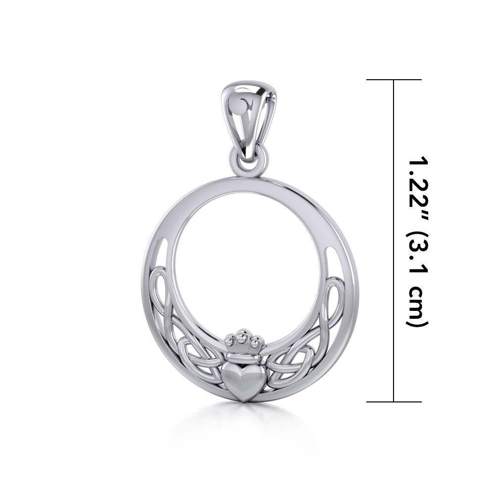 Celtic Claddagh & Celtic Knotwork Silver Pendant TPD5749 - Wholesale Jewelry