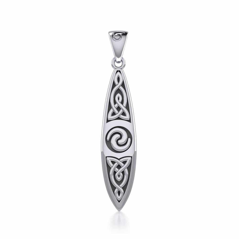 The traditional art of the sea ~ Sterling Silver Celtic Knotwork Surfboard Pendant Jewelry TP1532 Pendant