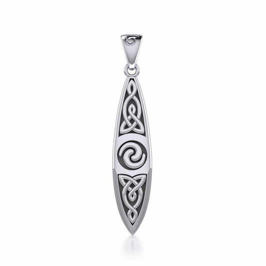 The traditional art of the sea ~ Sterling Silver Celtic Knotwork Surfboard Pendant Jewelry TP1532 Pendant