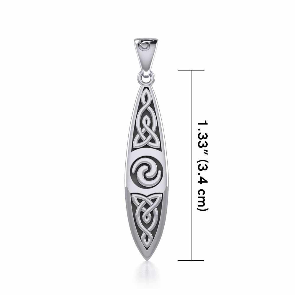 The traditional art of the sea ~ Sterling Silver Celtic Knotwork Surfboard Pendant Jewelry TP1532 Pendant