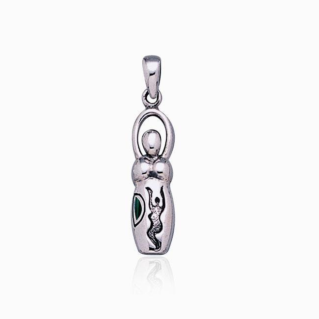 Engraving Goddess Silver Pendant with Inlay Stone TP1553 Pendant