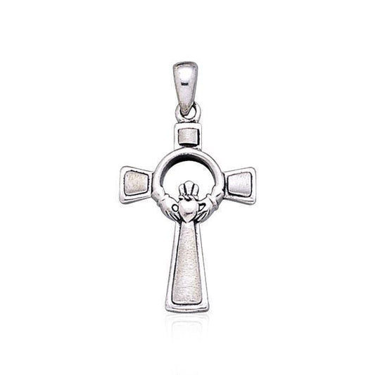 Celtic Claddagh Cross Silver Pendant TP1587 Pendant