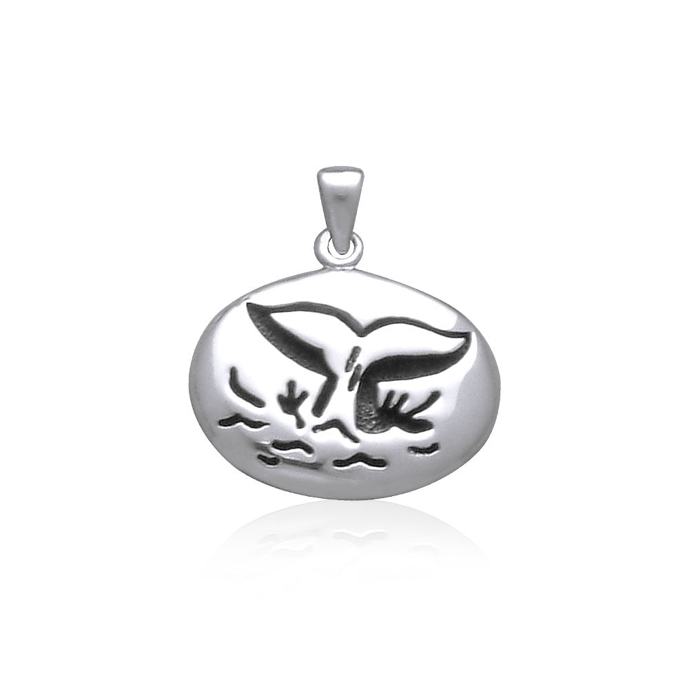 Whale Tail Engraved Small Silver Pendant TP1644