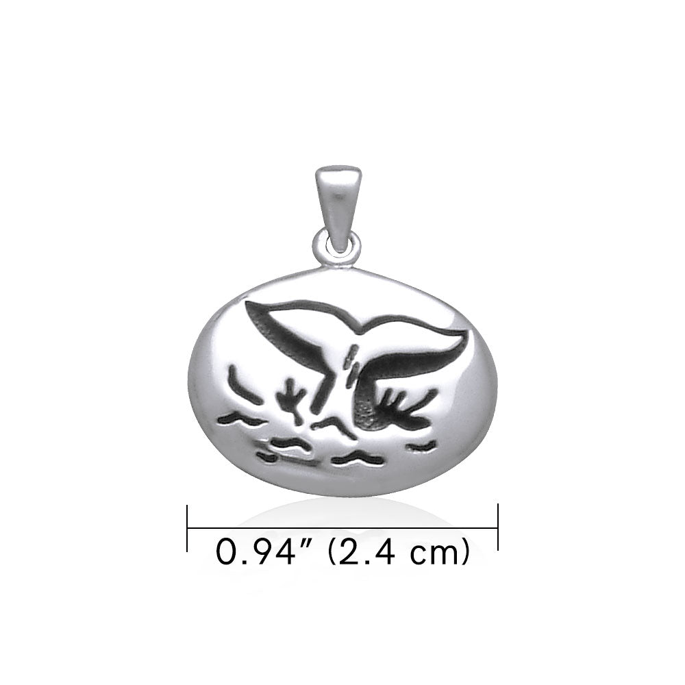 Whale Tail Engraved Small Silver Pendant TP1644
