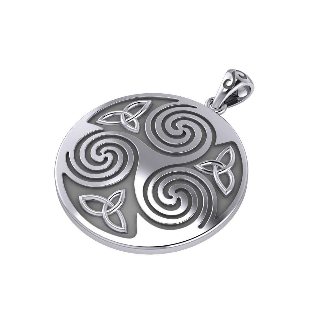 A potent representation of harmony and intricacy ~ Large Sterling Silver Celtic Triquetra Pendant Jewelry TP197 Pendant