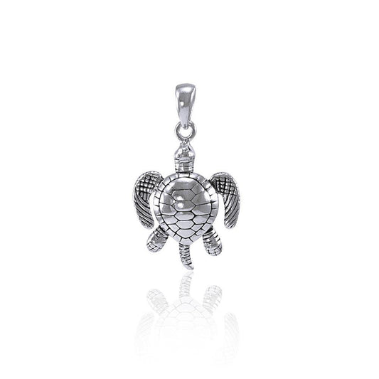 Sea Turtle of Good Luck ~ Sterling Silver Pendant Jewelry TP2182 Pendant