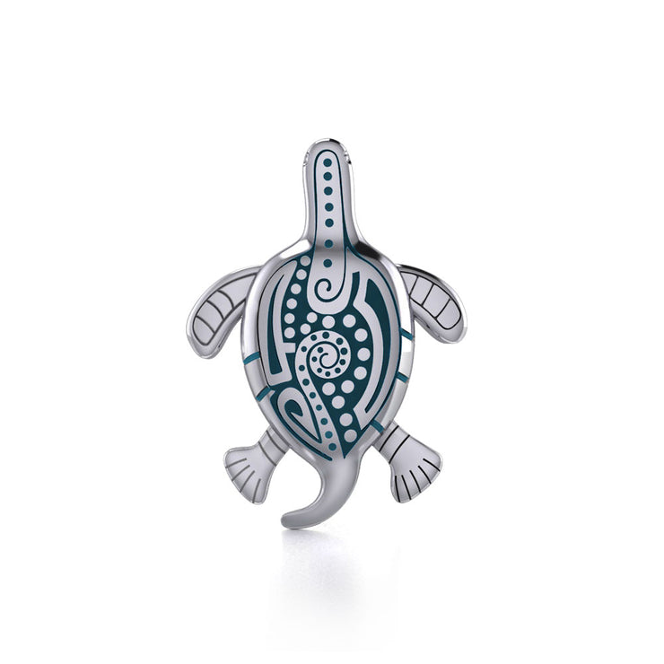 Aboriginal inspired Turtle Sterling Silver Pendant TP2326