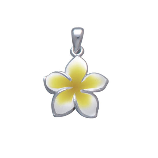 Plumeria - Hawaii National Flower Silver Large Pendant TP2648-E - Wholesale Jewelry