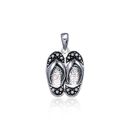Happy Feet ~ Sterling Silver Large Flip Flops Pendant Jewelry TP2663 Pendant