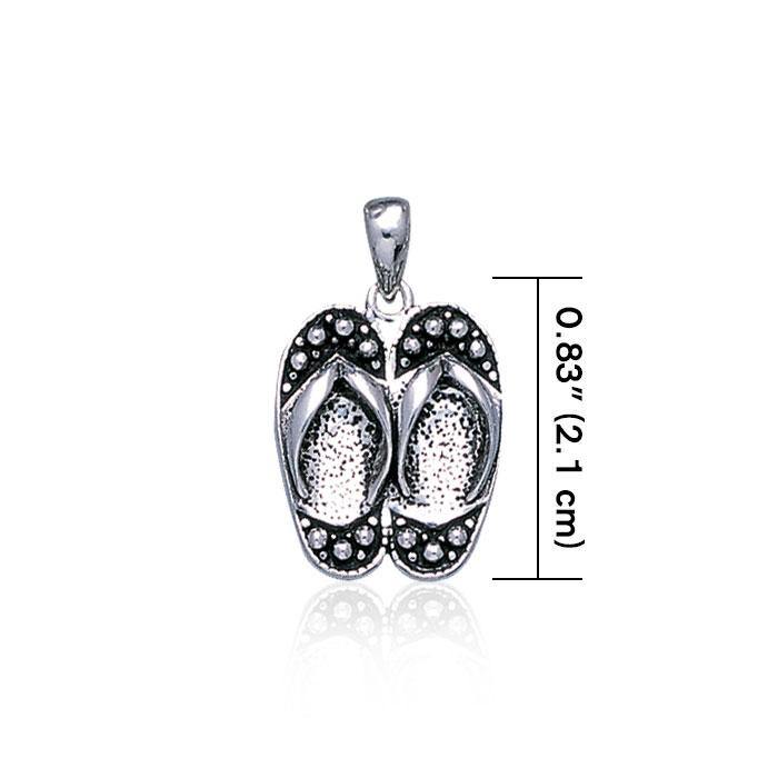 Happy Feet ~ Sterling Silver Large Flip Flops Pendant Jewelry TP2663 Pendant