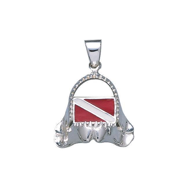 Shark Jaw with Dive Flag Silver Pendant TP2692 Pendant