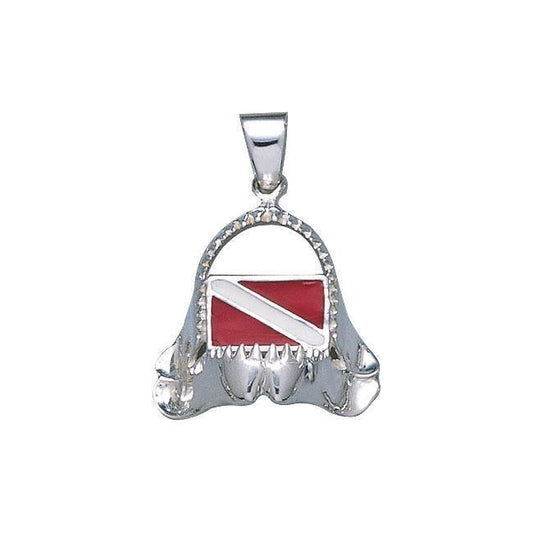 Shark Jaw with Dive Flag Silver Pendant TP2692 Pendant