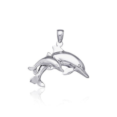Mother and Baby Dolphin Silver Pendant TP2701 Pendant