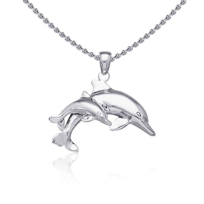 Mother and Baby Dolphin Silver Pendant TP2701 Pendant
