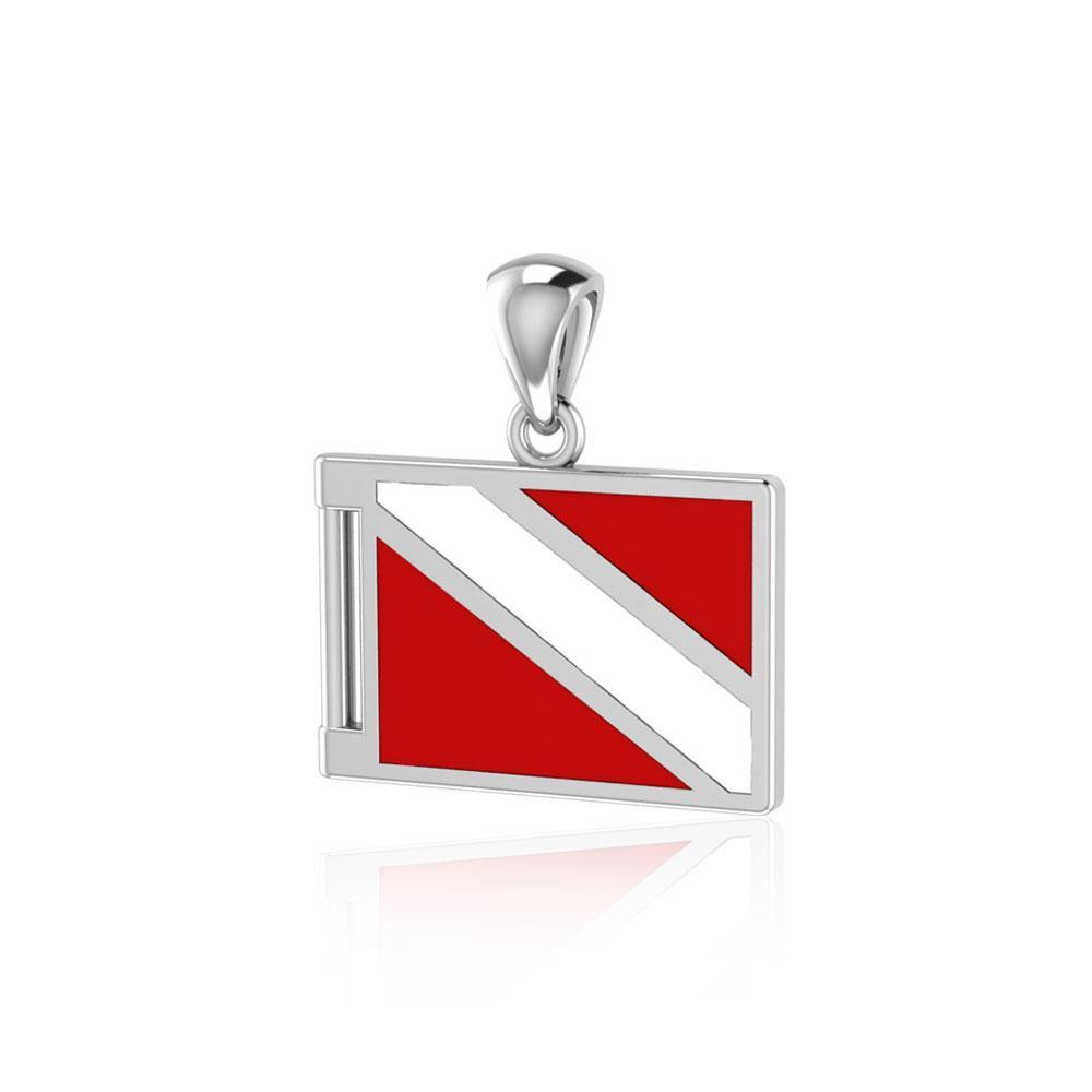 Dive safely  ~ Sterling Silver Jewelry Dive Flag Pendant Jewelry TP2705 Pendant