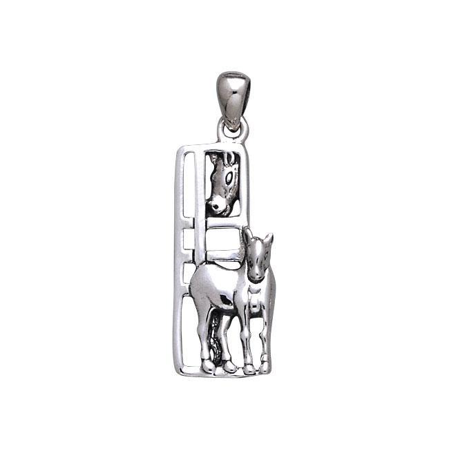 Mother and Child Horse Silver Pendant TP2805 - Wholesale Jewelry