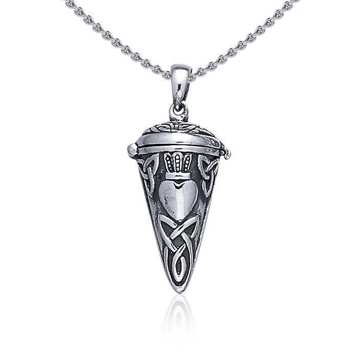 The greatness of love ~  Celtic Knotwork Irish Claddagh Sterling Silver Pendulum Pendant TP2855 Pendant