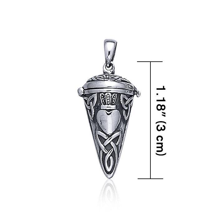 The greatness of love ~  Celtic Knotwork Irish Claddagh Sterling Silver Pendulum Pendant TP2855 Pendant