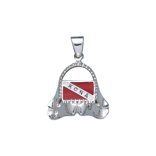 Shark Jaw with Dive Flag and Kona Island Silver Pendant TP2877