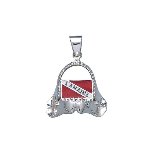 Shark Jaw with Dive Flag and Lahaina Island Silver Pendant TP2959