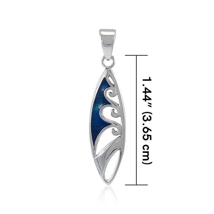 Wave-designed Surfboard ~ Sterling Silver Pendant Jewelry TP3052 Pendant