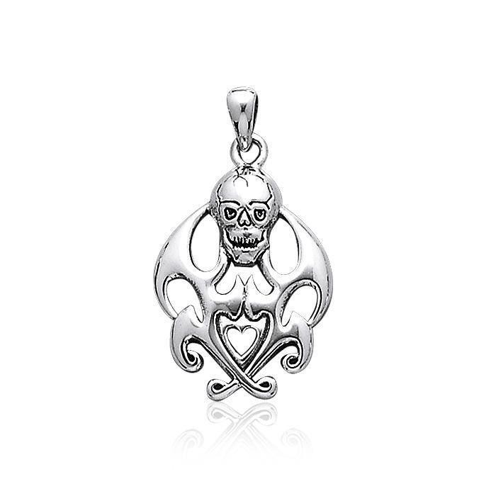 Skull with Flames Silver Pendant TP3053 Pendant
