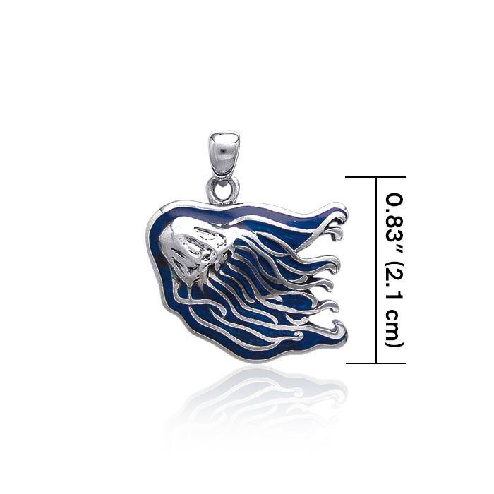 Jelly Fish Silver Pendant with Navy Enamel TP3122 Pendant