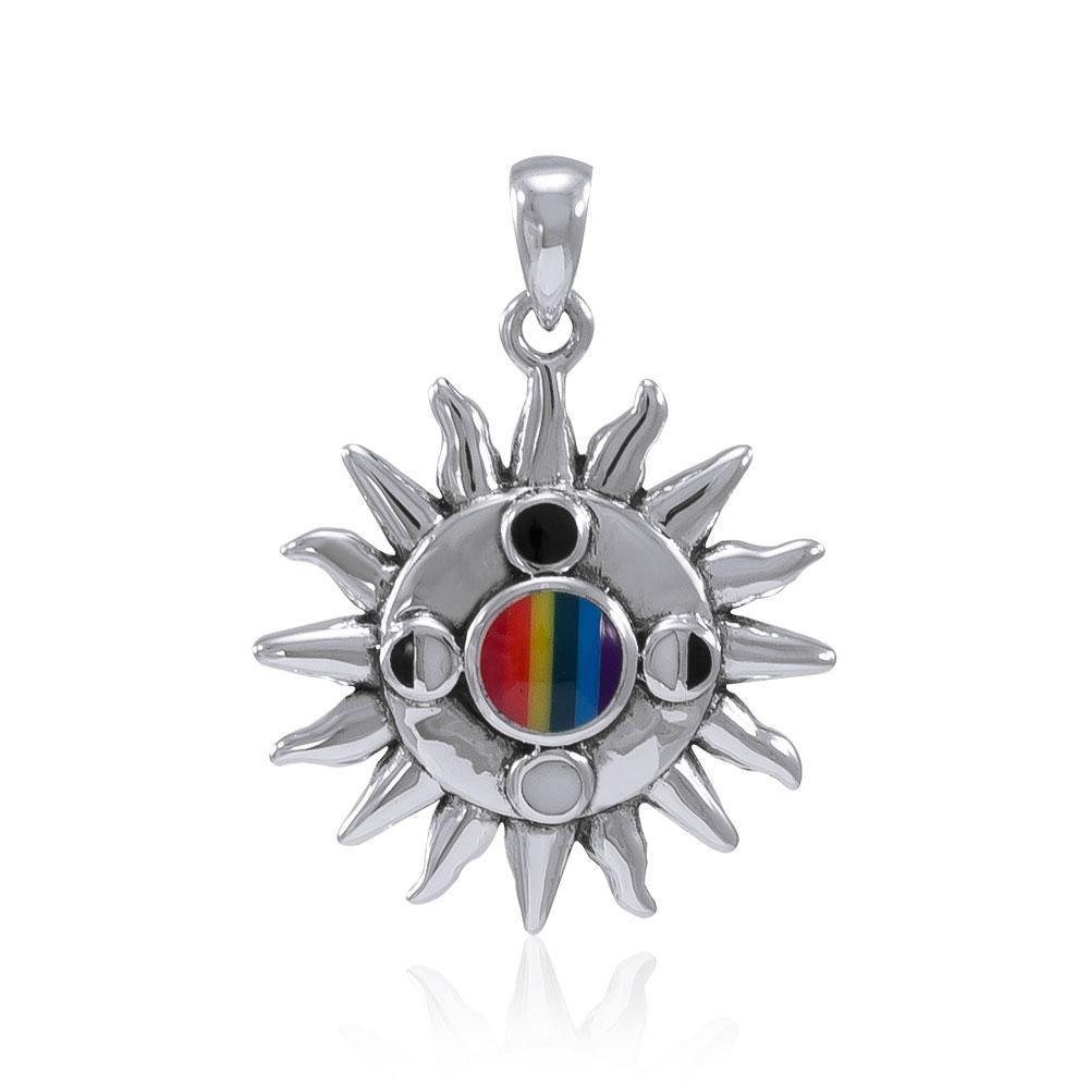 Sun With Gem Center And Moon Phases Pendant TP3145 Pendant