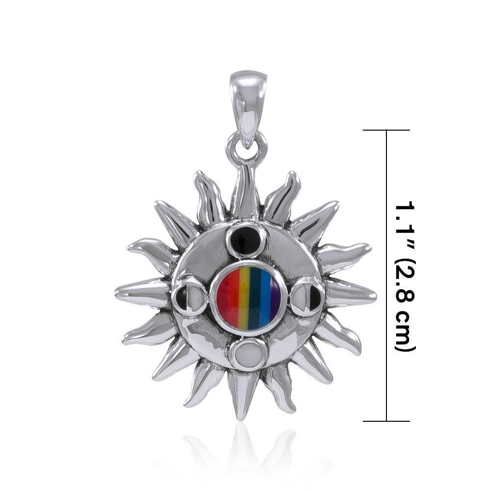 Sun With Gem Center And Moon Phases Pendant TP3145 Pendant