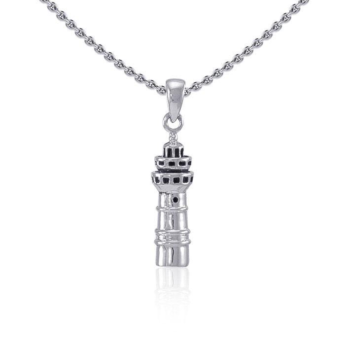 The Majestic Three-tiered Lighthouse ~ Sterling Silver Jewelry Pendant TP3157 Pendant