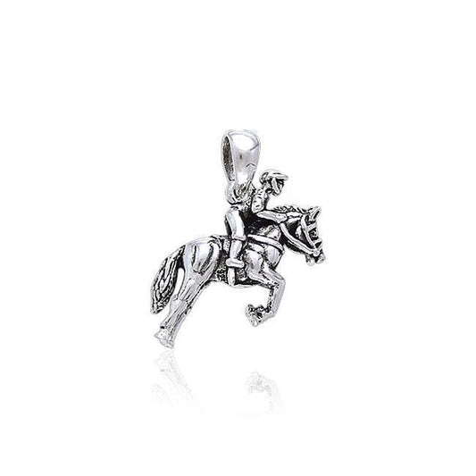 Horse with Jockey Silver Pendant TP3210 Pendant