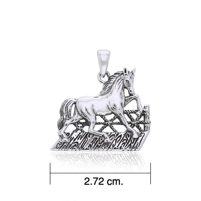 Running Horse by The Fence Silver Pendant TP3211 Pendant