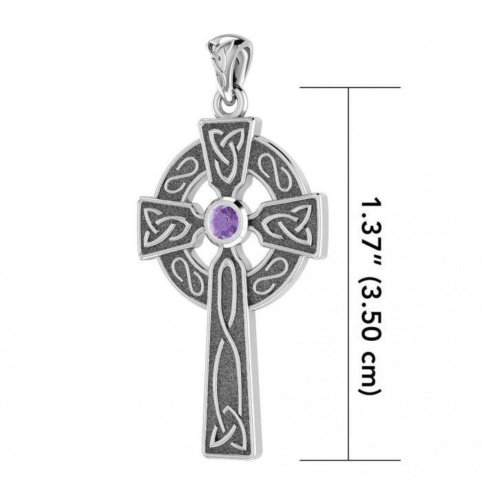 Celtic Knotwork Cross with Gem Silver Pendant TP3252