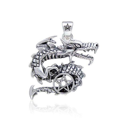 Curling Dragon and The Star Silver Pendant TP3295 Pendant