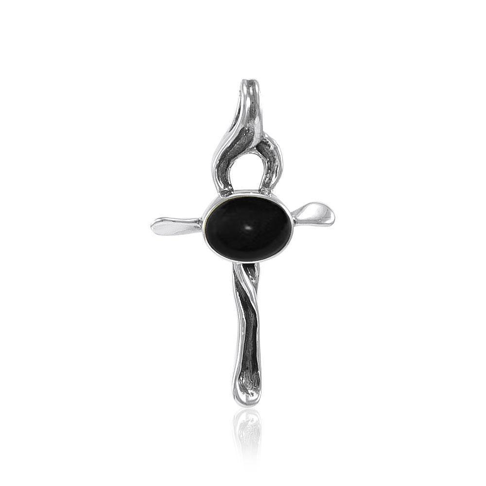 Stylized Inlaid Silver Cross Pendant TP3296 Pendant